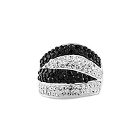Silver Plated Crystal Pave Stripe Ring Size 7