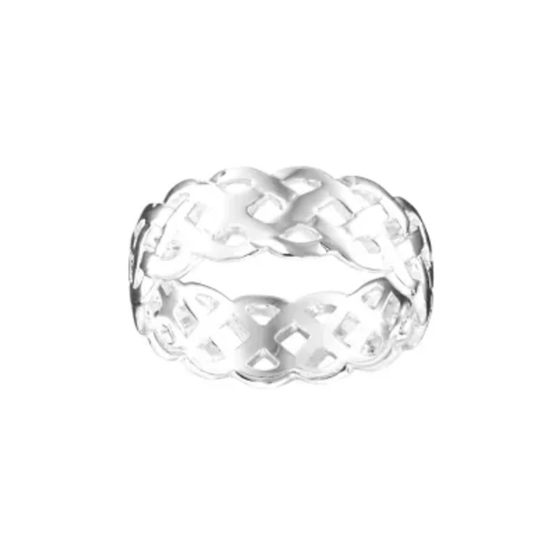Siver Plated 7mm Thick Braided Ring