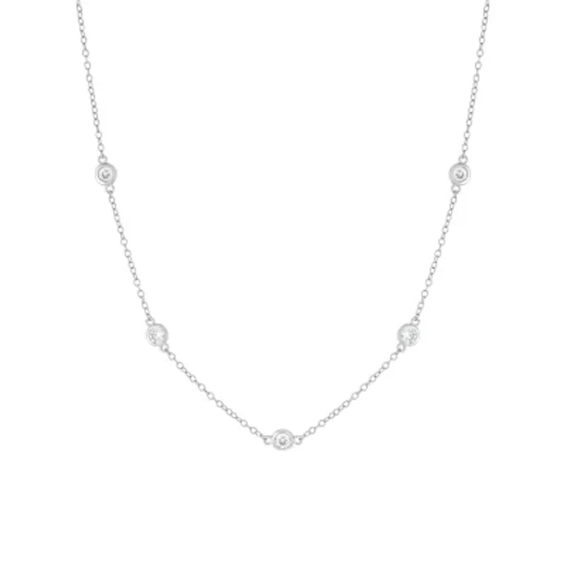 Sterling Silver 16+2-in. 5 Round Cubic Zirconia Necklace