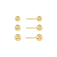 Gold Plated 4mm,5mm,6mm Trio Ball Stud Earring Set