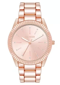 Steve Madden Women's Coin Edge Rose Gold-Tone Alloy Metal Bracelet Watch, 36mm