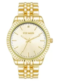 Steve Madden Men's Coin Edge Gold-Tone Alloy Metal Watch, 44mm