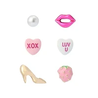 Sweetheart Lips 6-Single Stud Earring Set