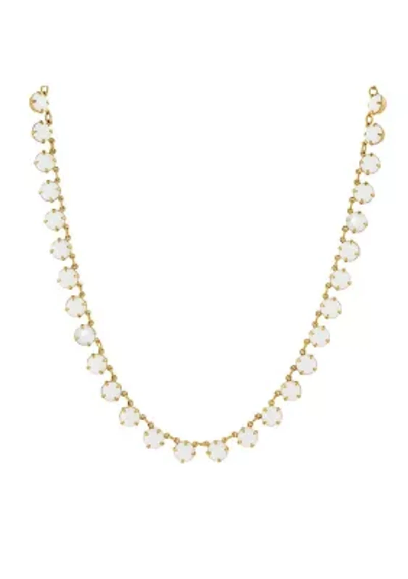 14k Gold Dipped Collar Necklace Made with White Swarovski Crystals 16"Adj.