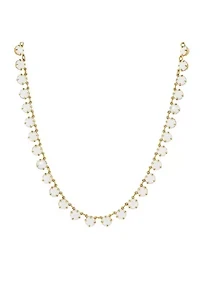 14k Gold Dipped Collar Necklace Made with White Swarovski Crystals 16"Adj.