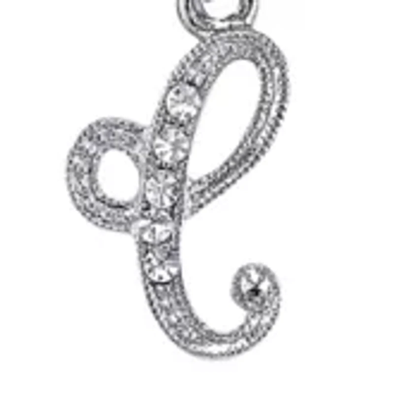 Silver Tone Crystal Initial Necklace