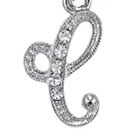 Silver Tone Crystal Initial Necklace