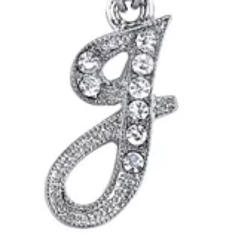 Silver Tone Crystal Initial Necklace