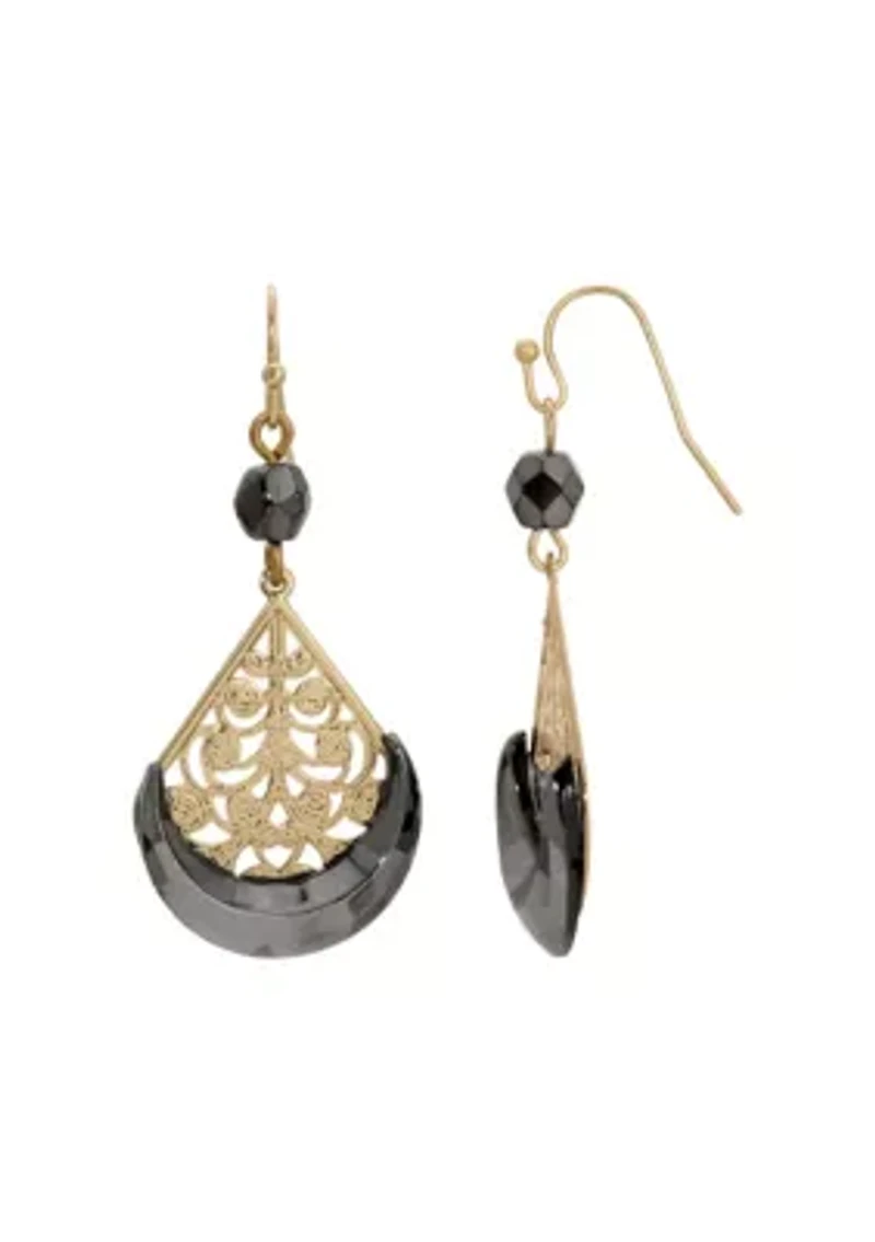 Filigree Hematite Teardrop Earrings