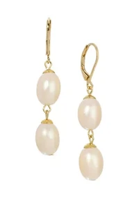 Double Faux Pearl Drop Earrings