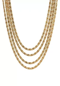 Gold Tone 4 Chain Necklace 16" Adj.