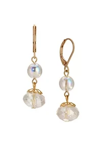 Round Crystal AB Double Drop Earrings