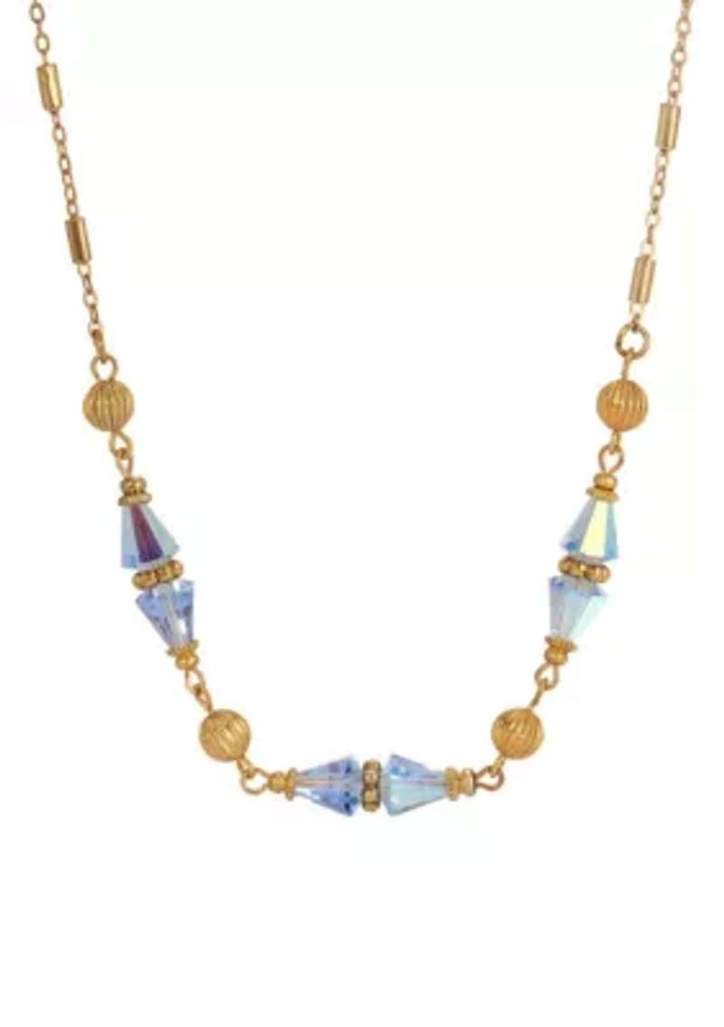 Gold Tone Bead Collar Necklace 16"