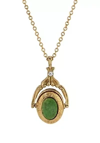 Oval Jade Double Locket Necklace 28"