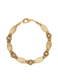 Gold Tone Color Bead Stretch Bracelet