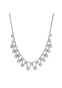 Silver Tone Clear Crystal Chanel Drop 18" Necklace