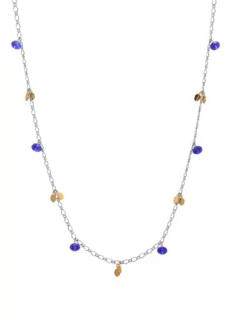 Silver Tone Charm & Bead Necklace 40