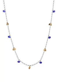 Silver Tone Charm & Bead Necklace 40
