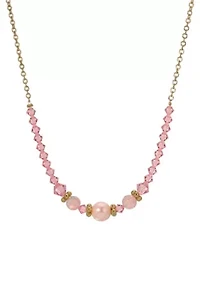 Graduated Pink Bead Necklace 16" Adj.