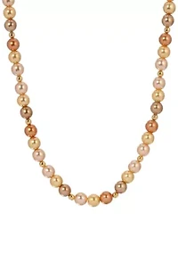 Multi Color Round Bead Necklace 17" Adj.