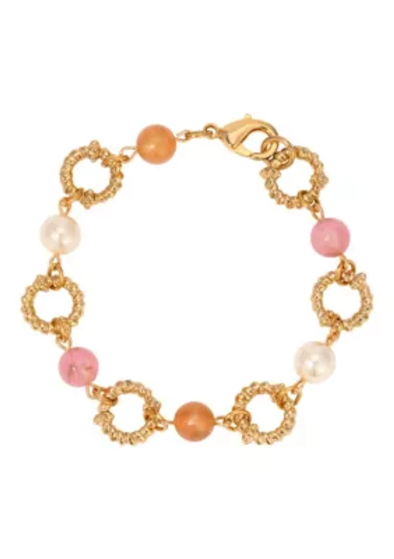 Multi-Color Faux Pearl Bead Bracelet