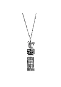 PEWTER SILVER TONE HORSE VIAL CAP 30" NECKLACE