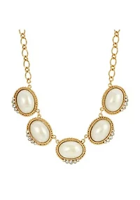 Gold Tone White Pearl  16" + 3" ADJ Necklace