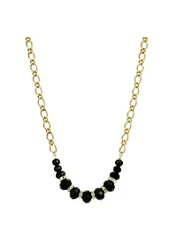 Gold Tone Black and Crystal Necklace 16 Adj