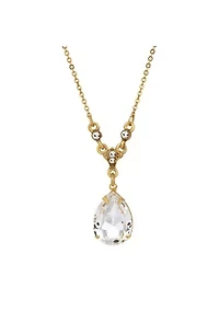 Gold Tone Drop Crystal 16"+3" ADJ Necklace