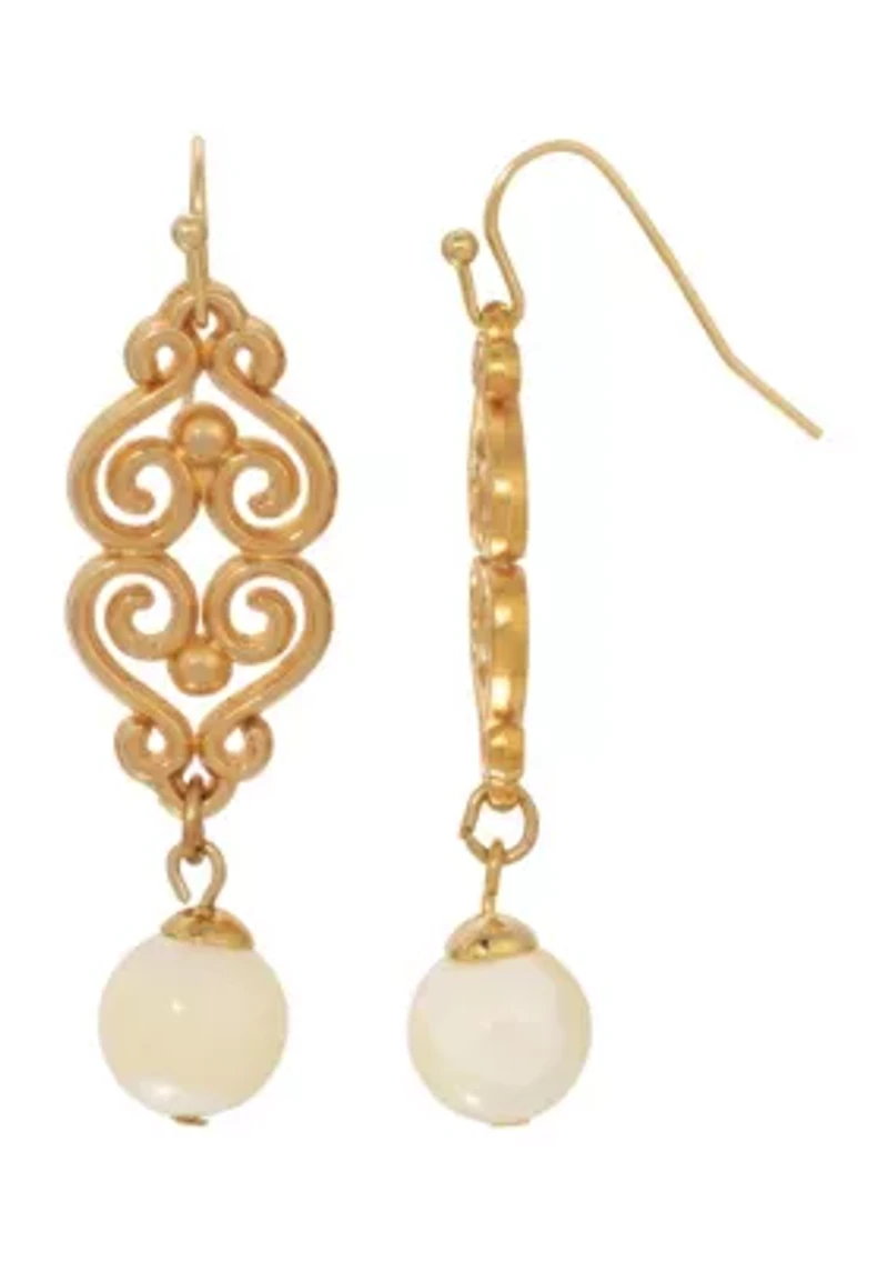 Filigree Mother of Pearl Drop Earrings