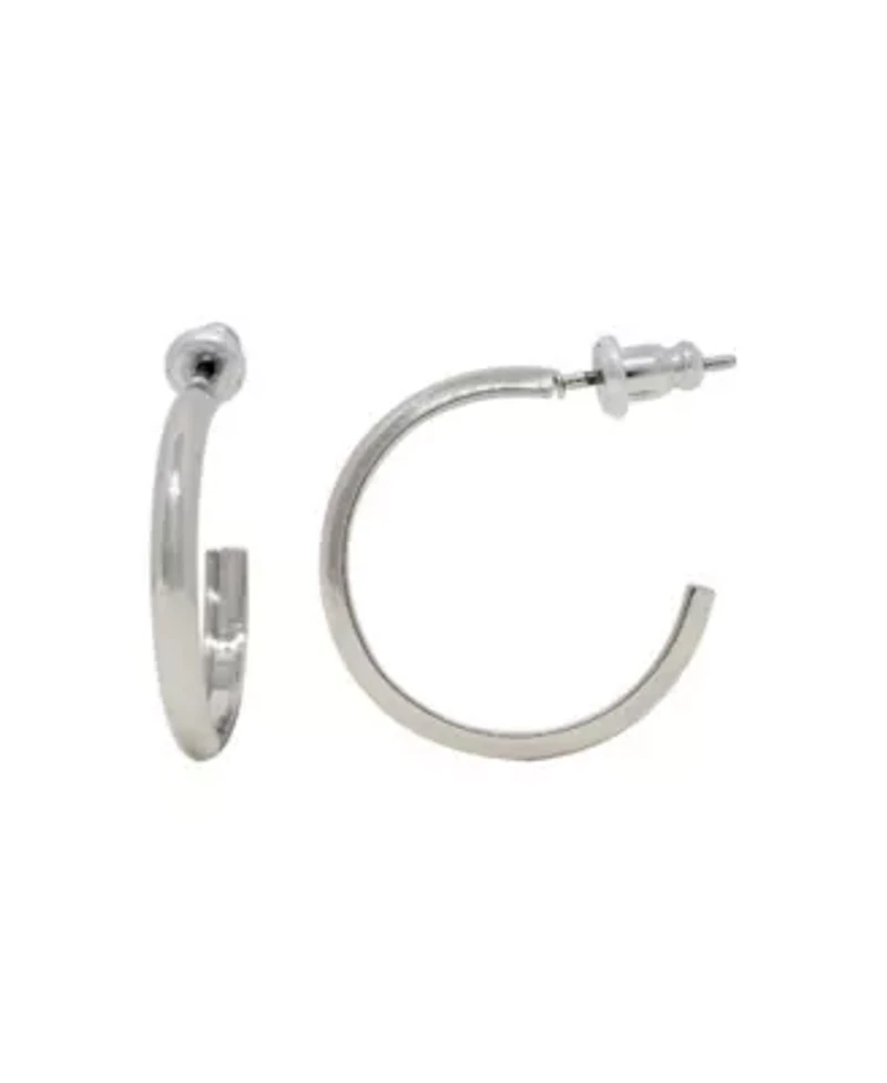 Silver Tone Small Hoop Earrings