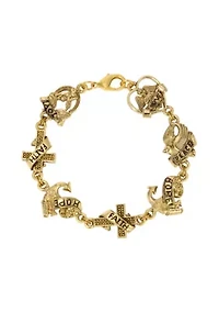 Gold Tone Love Peace Hope Faith Bracelet