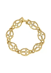 Gold Tone Cross With AB Crystals Bracelet