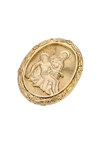 Gold Tone Jesus & Mary Oval Pin