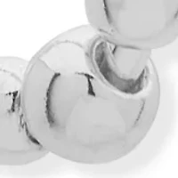 Silver Tone 3 Bead Click Top Hoop Earrings