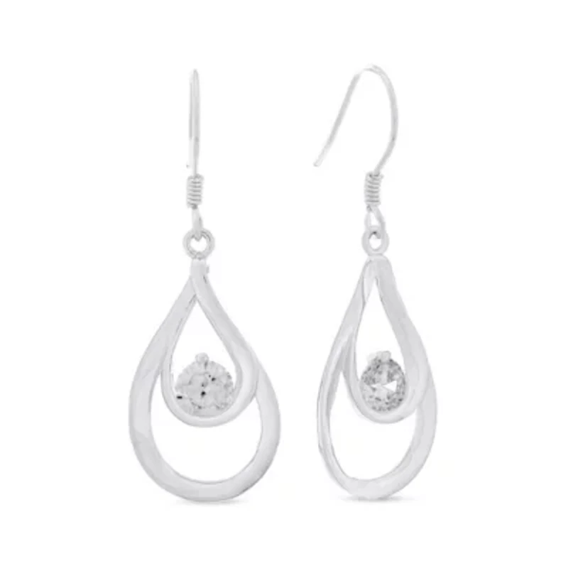Sterling Silver Cubic Zirconia Pear-Shaped Drop Earrings