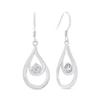 Sterling Silver Cubic Zirconia Pear-Shaped Drop Earrings