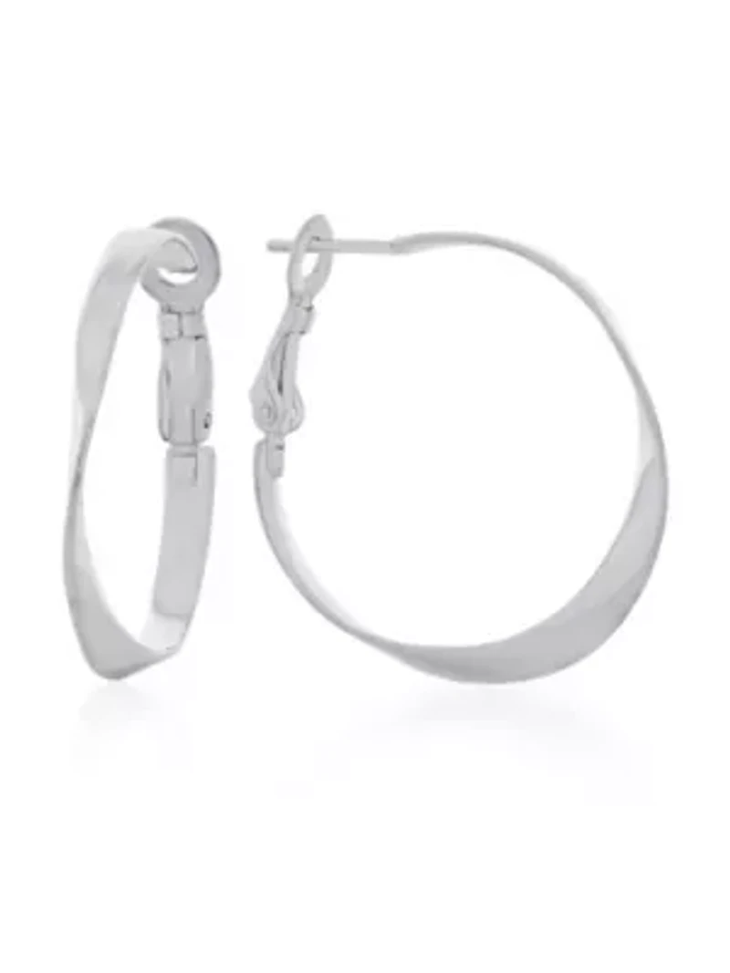 Sterling Silver Polished Twist Hoop Earrings