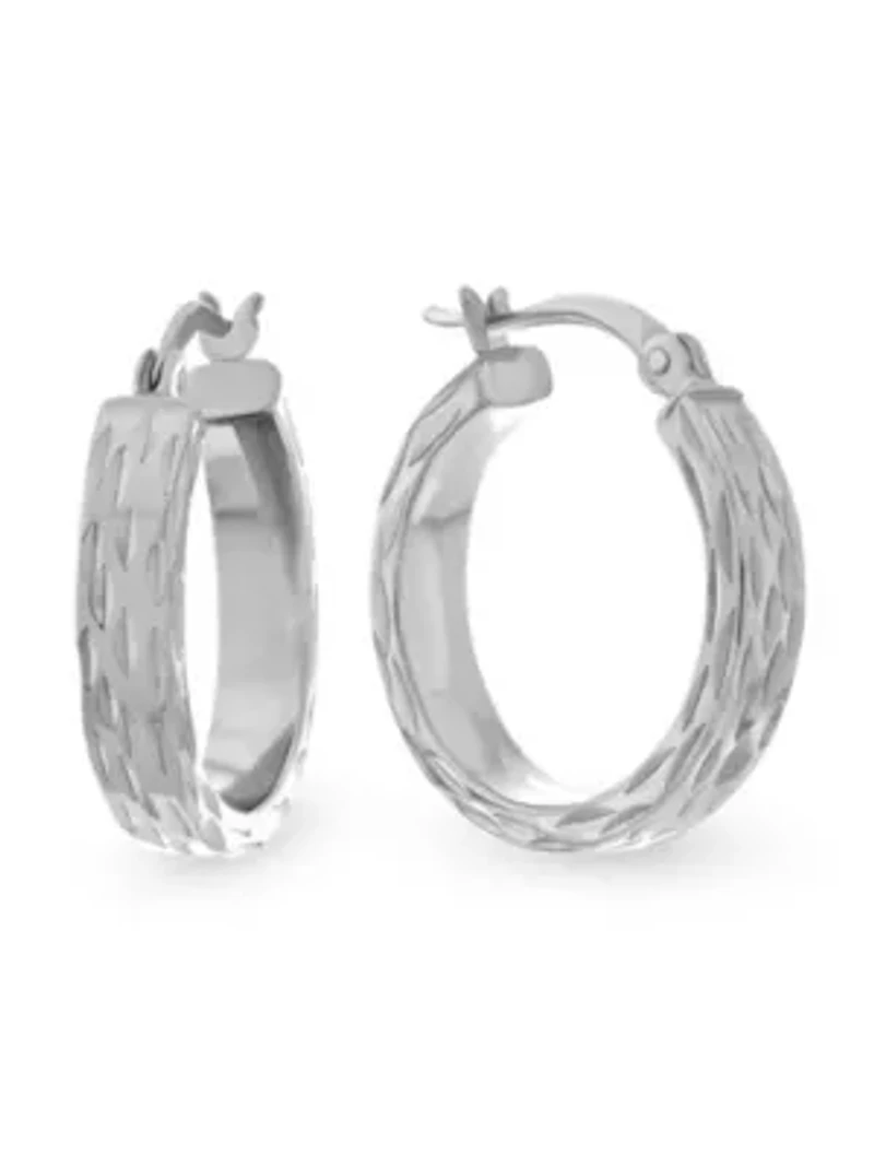 Sterling Silver Diamond Cut Hoop Earrings