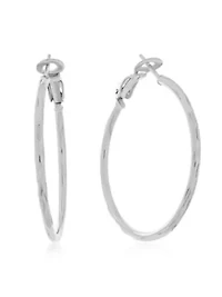 Sterling Silver Diamond Cut Hoop Earrings