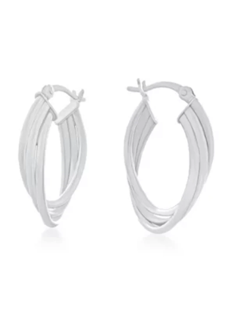 Sterling Silver Triple Row Overlap Hoop Earrings