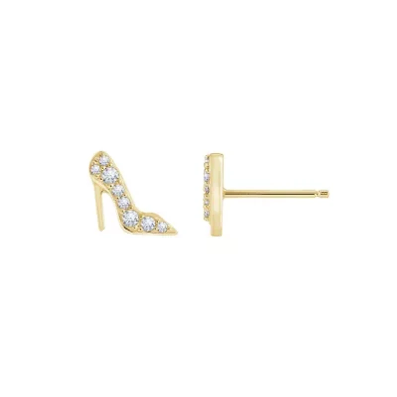 Lab Created 14K Yellow Gold Plated Sterling Silver Cubic Zirconia High Heel Earrings