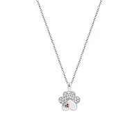 Lab Created Platinum Plated Sterling Silver Cubic Zirconia Tiny Heart Paw Pendant Necklace