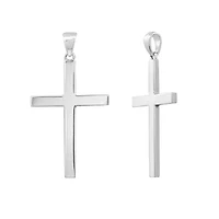 Lab Created Platinum Plated Sterling Silver Dainty Plain Classic Latin Cross Pendant Necklace