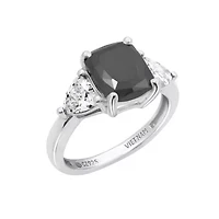 Lab Created DIAMONBLISS Platinum plated Sterling Silver Black Emerald Cubic Zirconia Ring, Size 7