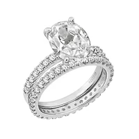 Lab Created Platinum clad Sterling Silver 4ct Oval Cubic Zirconia Solitaire Engagement Ring Set, Size 10