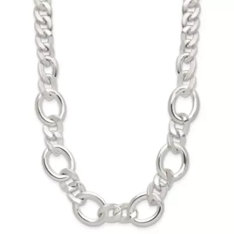 Sterling Silver Polished Flat Fancy Link Bracelet