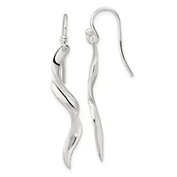 Sterling Silver Polished Twisted Dangle Earrings