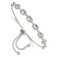 Sterling Silver Polished Link Adjustable Bracelet