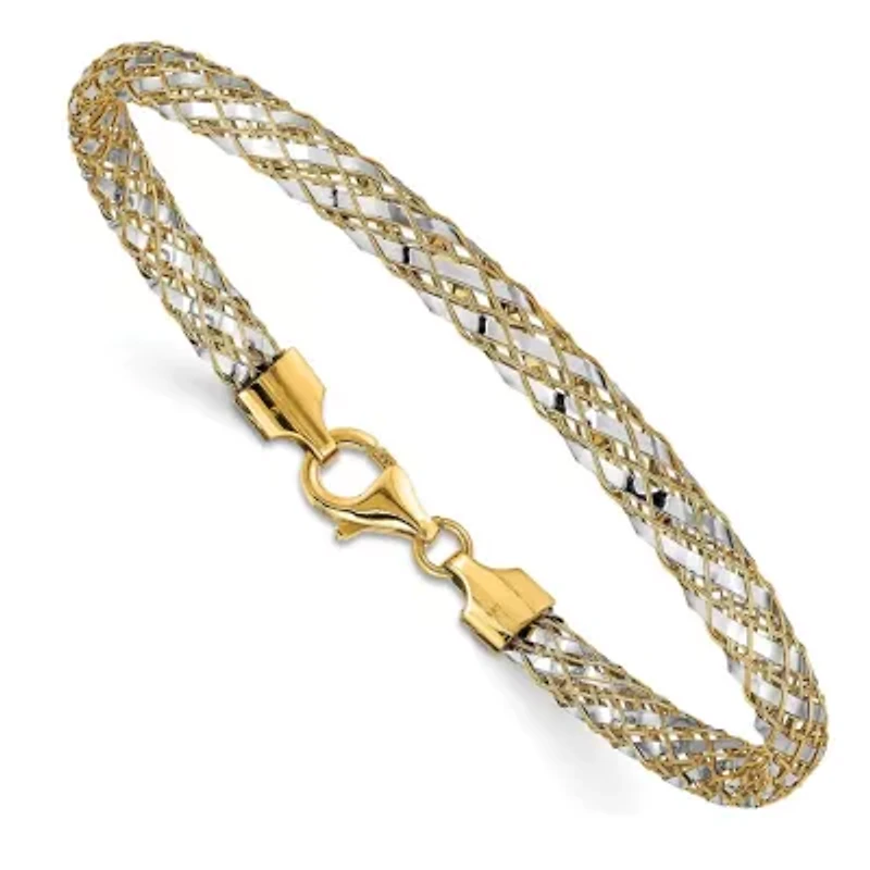14K Yellow and White Gold Woven Mesh Bracelet